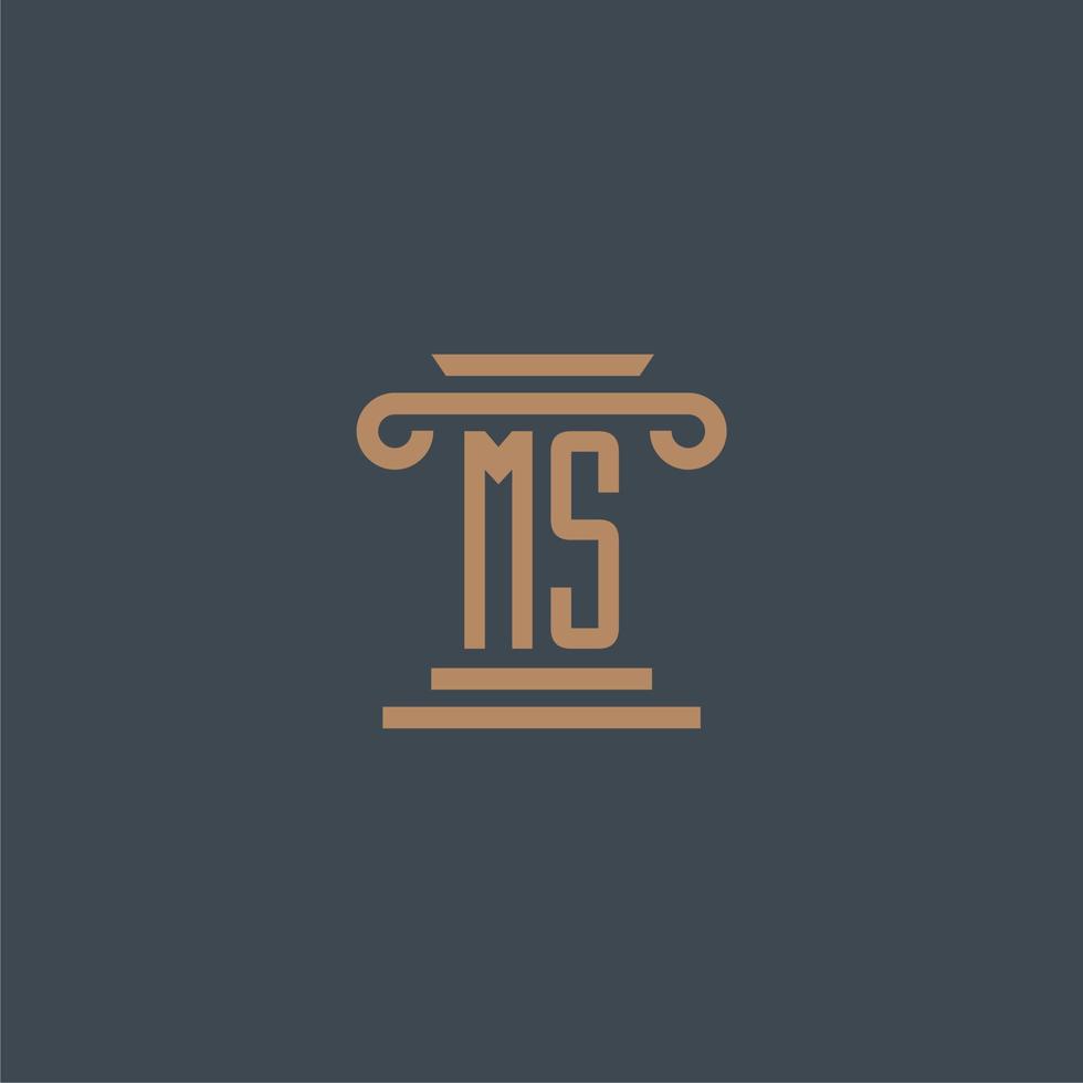 MS initial monogram for lawfirm logo with pillar design vector