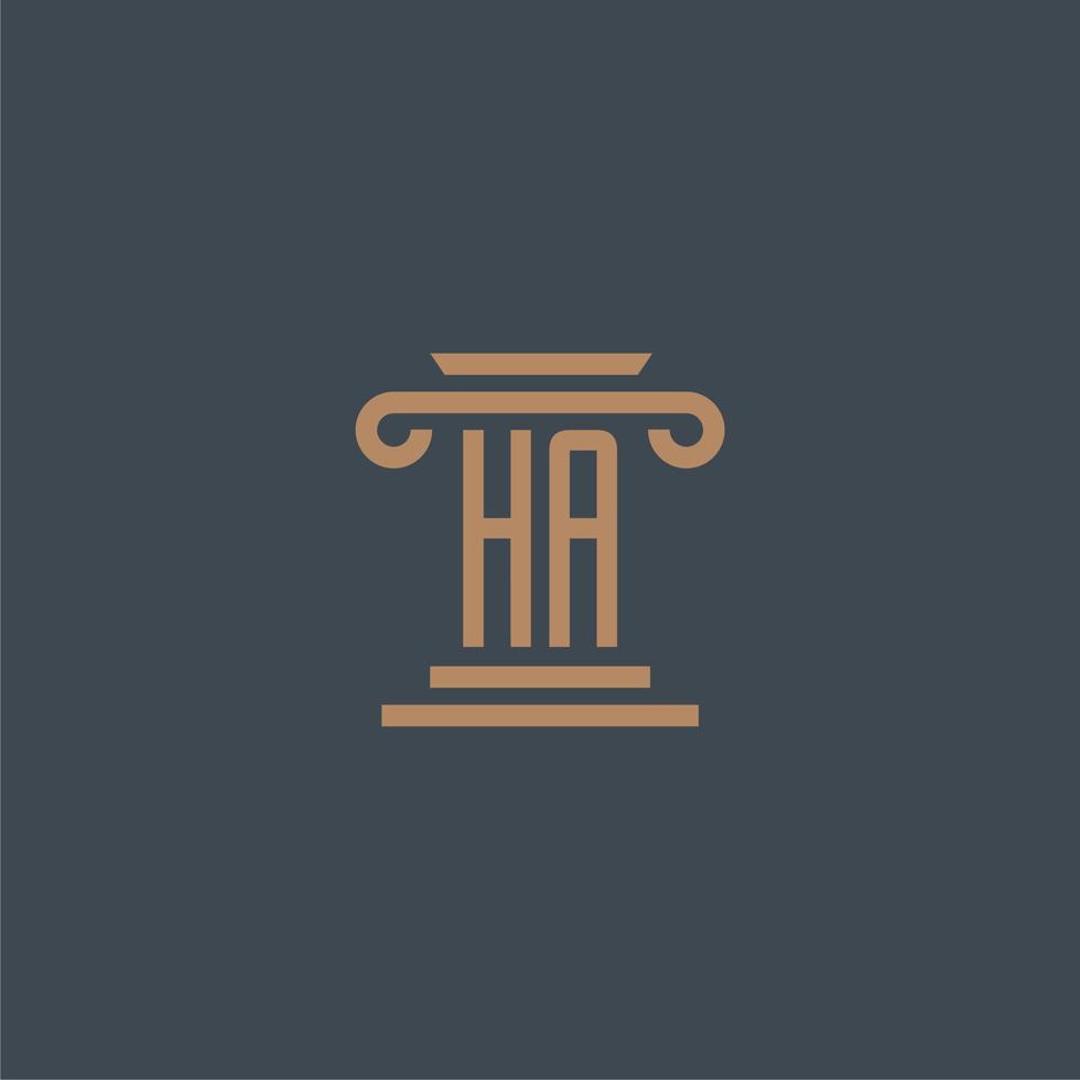 HA initial monogram for lawfirm logo with pillar design vector