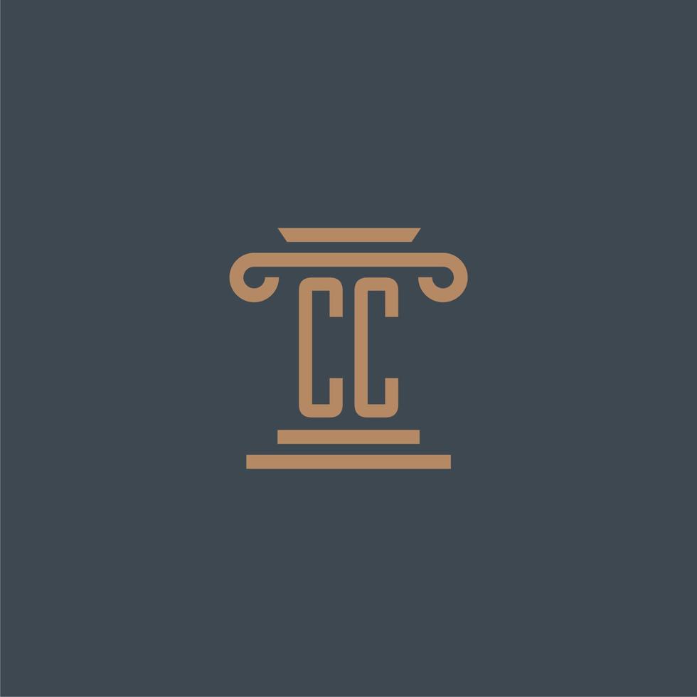 CC initial monogram for lawfirm logo with pillar design vector