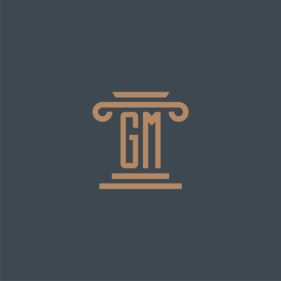 GM initial monogram for lawfirm logo with pillar design vector