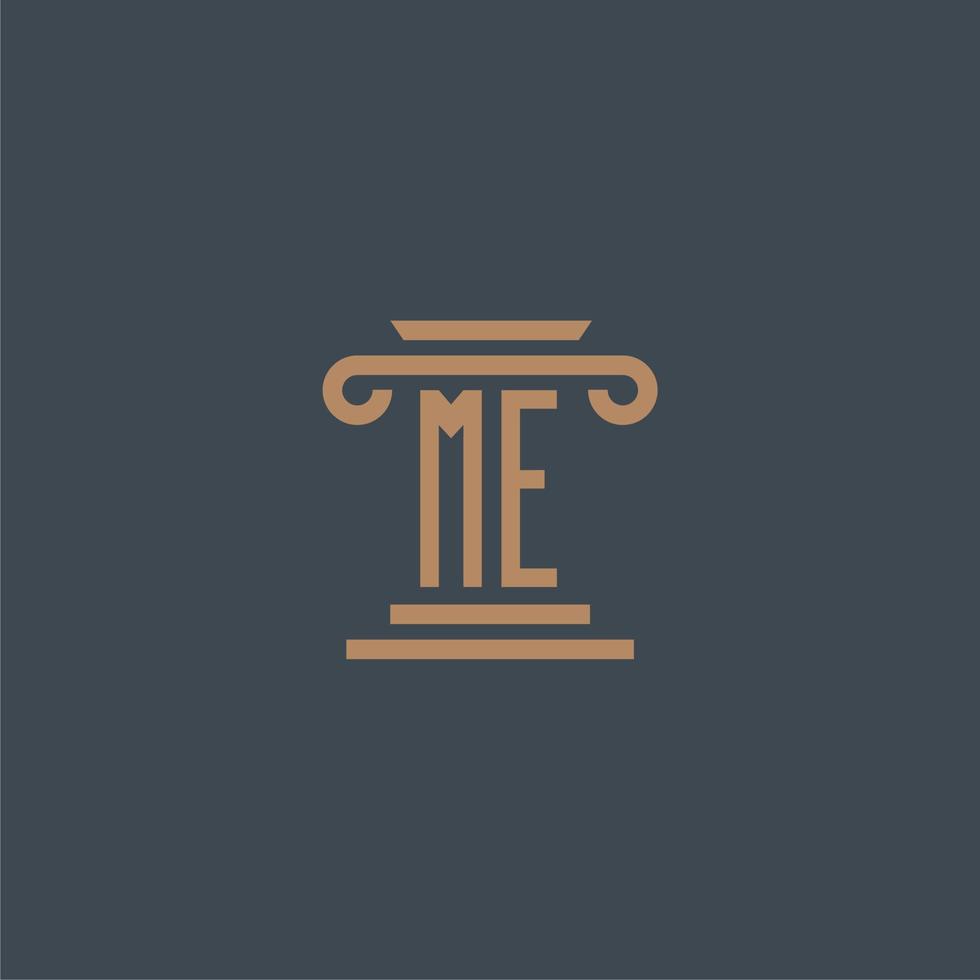 ME initial monogram for lawfirm logo with pillar design vector