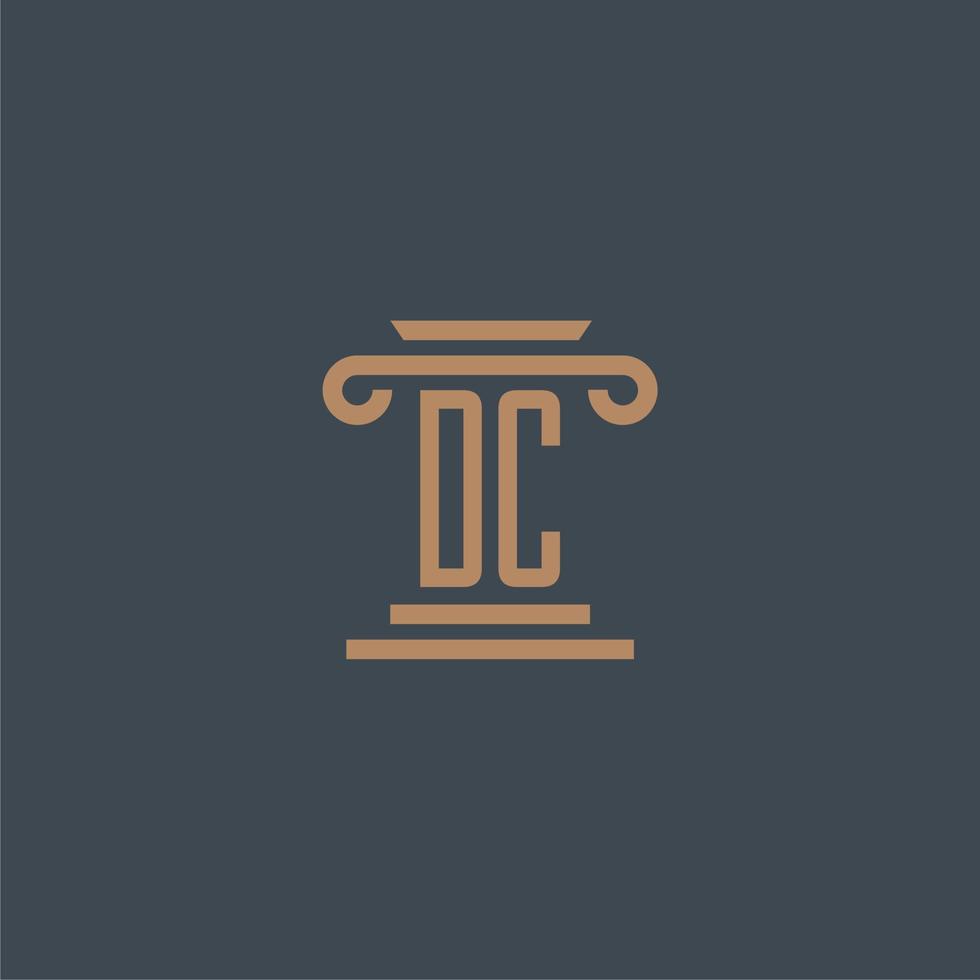 DC initial monogram for lawfirm logo with pillar design vector