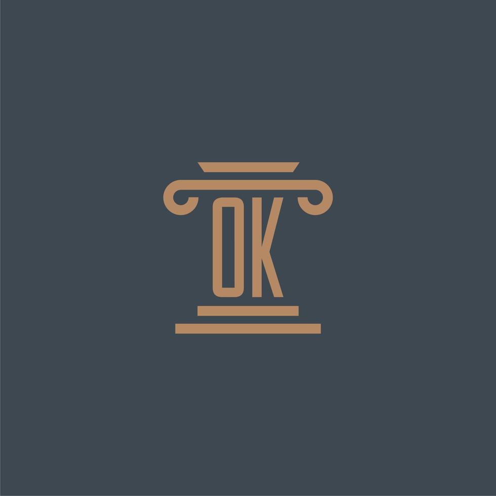 OK initial monogram for lawfirm logo with pillar design vector