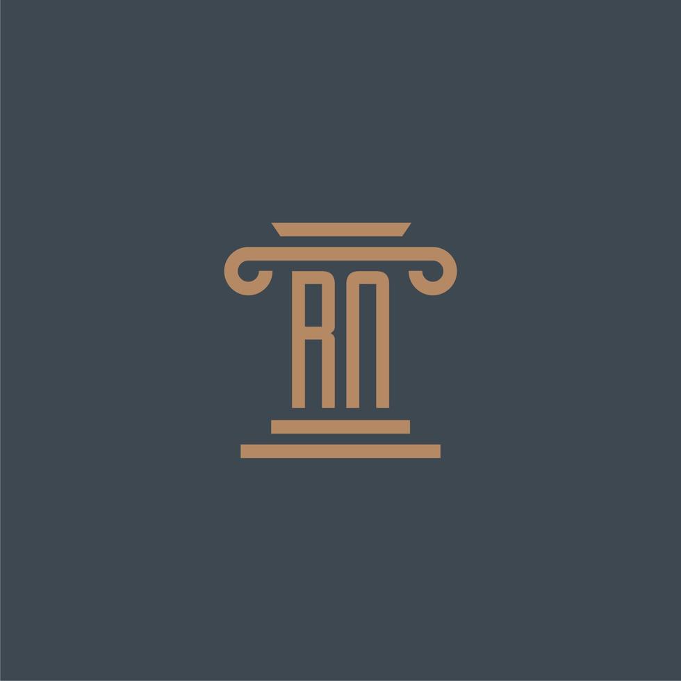 RN initial monogram for lawfirm logo with pillar design vector