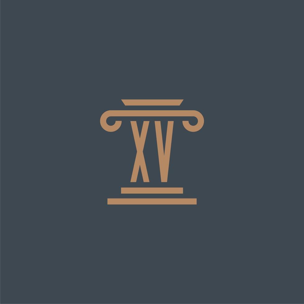 XV initial monogram for lawfirm logo with pillar design vector