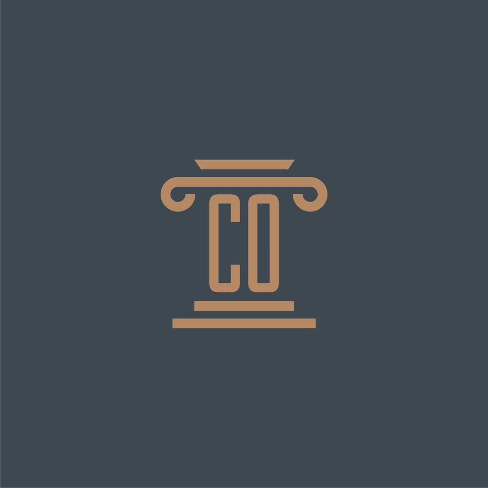 CO initial monogram for lawfirm logo with pillar design vector