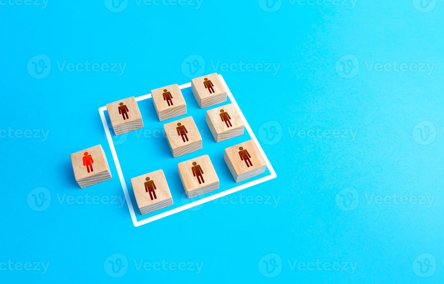 The person leaves the group. Leaves the team. Outside the system. Violation integrity. Disagreement with the majority, conflict. Apostate. Incompetent unreliable employee. Get out of your comfort zone photo