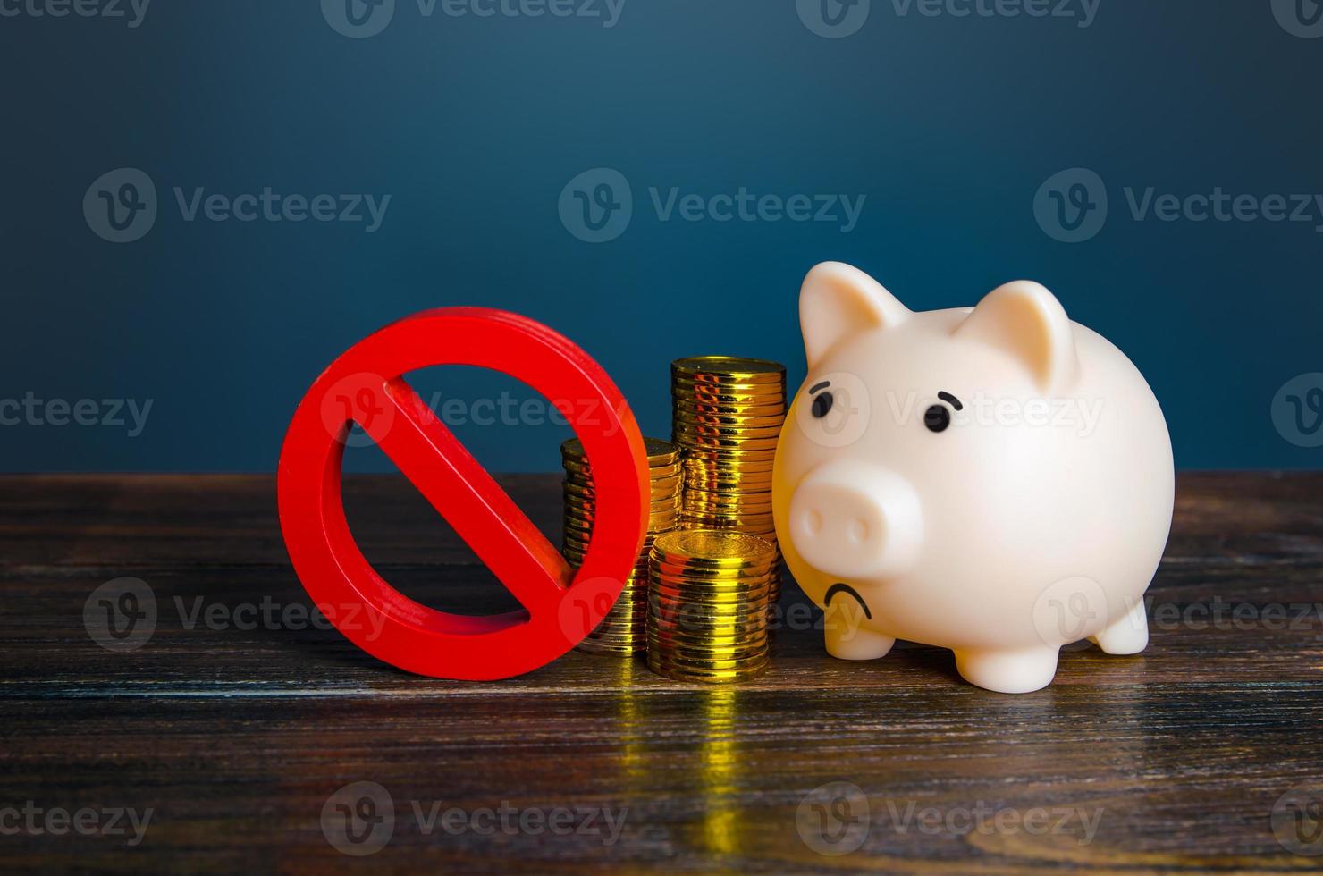 Savings are blocked. Arrest of accounts, sanctions. Confiscation of property. Asset freeze. Bad credit history. Economic restrictions. End of financial resources, lack of money. Economic difficulties. photo