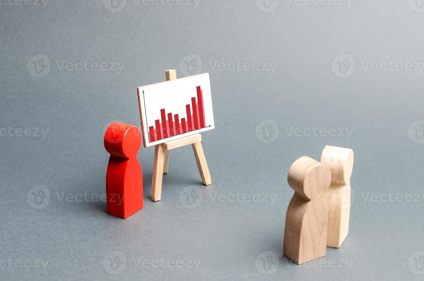 The businessman reports to his staff at a briefing, a discussion of the business strategy, development of the company. Analysis of the results, information market analysis, marketing. Selective focus photo
