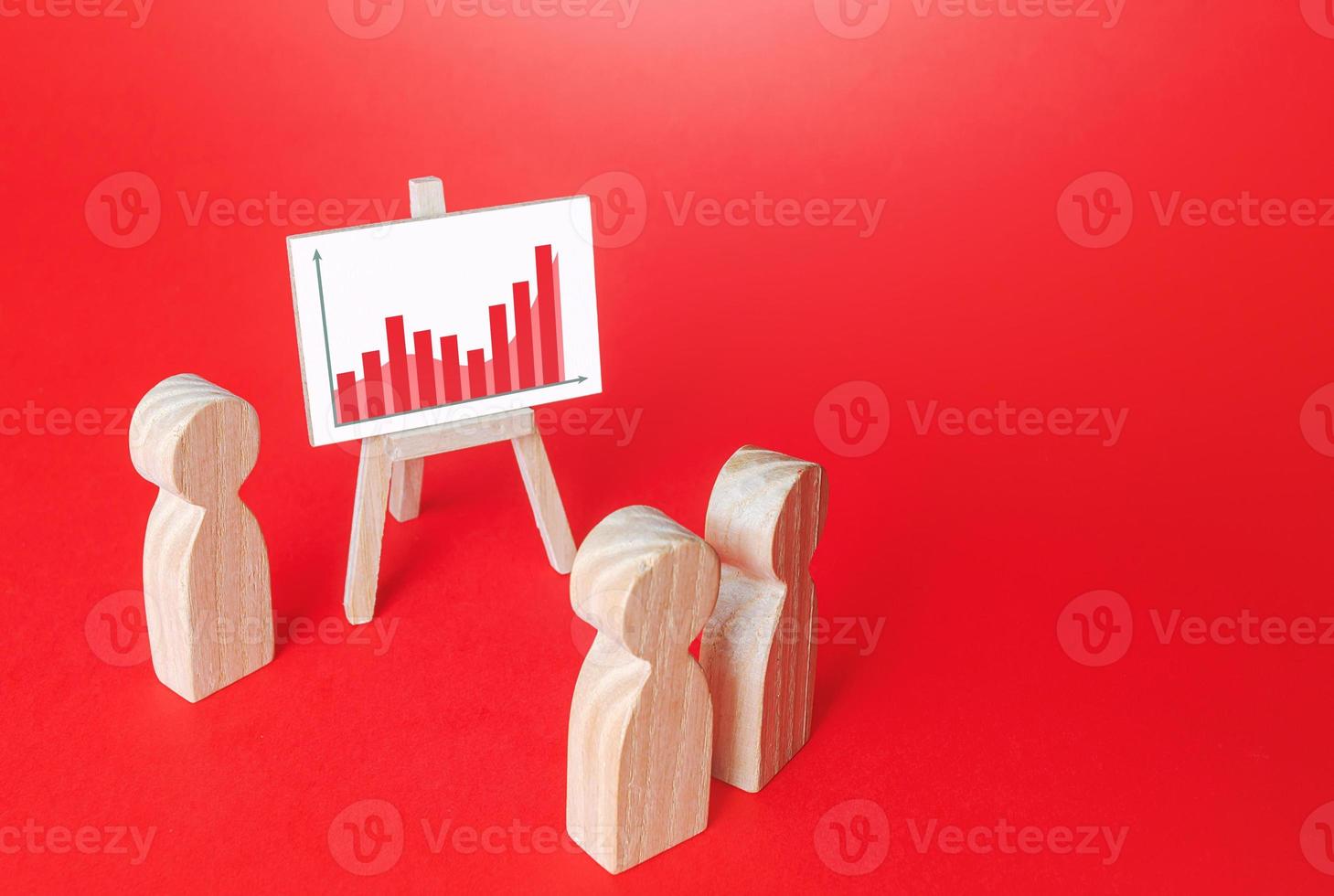 People at report presentation. Summarizing. Analysis of companys economic performance. Marketing research, segmentation. Income and profit. Optimistic data statistics. Attraction of investments. photo