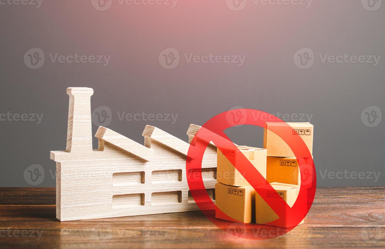 Stopping the production of goods. Consequences of imposed sanctions. Low demand and overproduction. Lack of components in manufactory. Factory closure. Product boycott. Disruption of supply chains photo