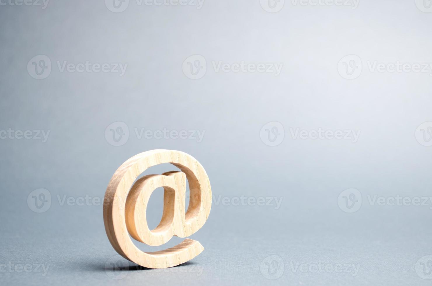 Email icon on gray background. internet correspondence, communication on the Internet. Contacts for business. Establishing contacts with customers. Digital economy, online services. Selective focus photo