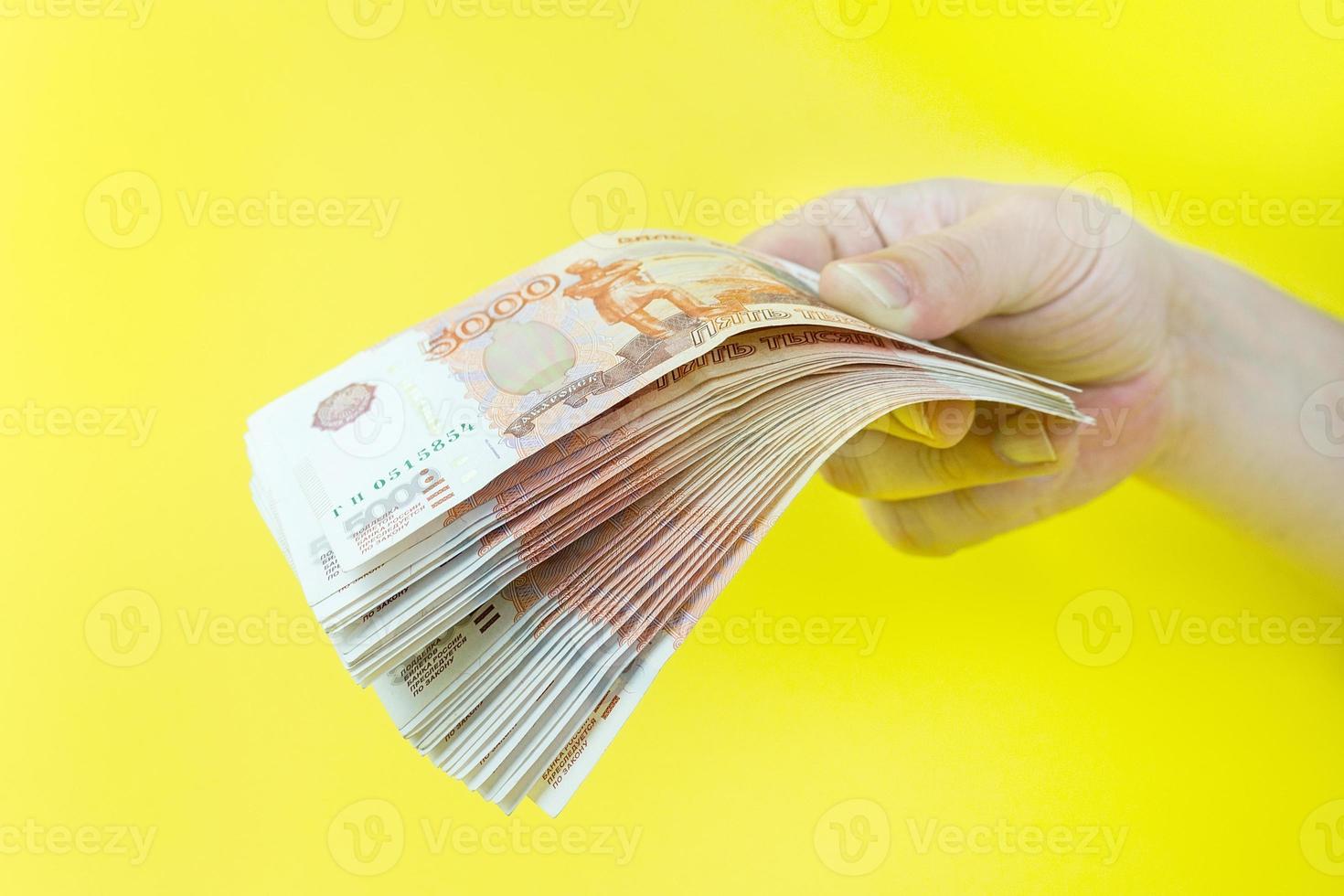 Russian money in hand photo