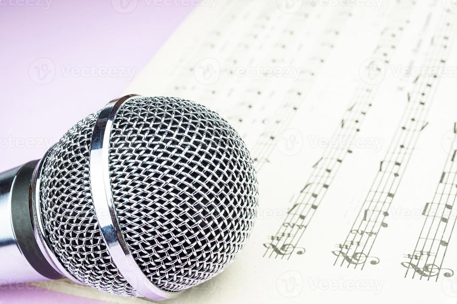 dynamic microphone on music sheet photo