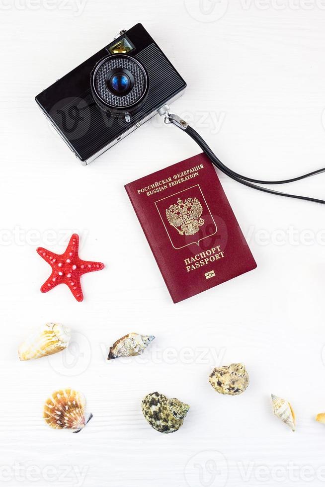 Seashells and camera photo