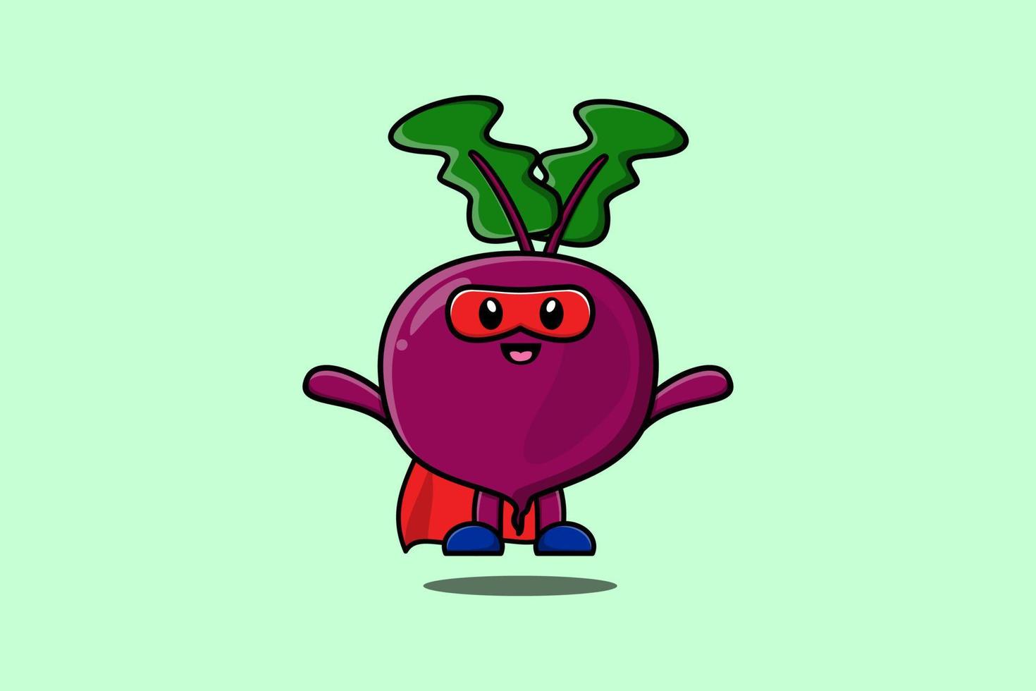 Cute Beetroot superhero character fly illustration vector