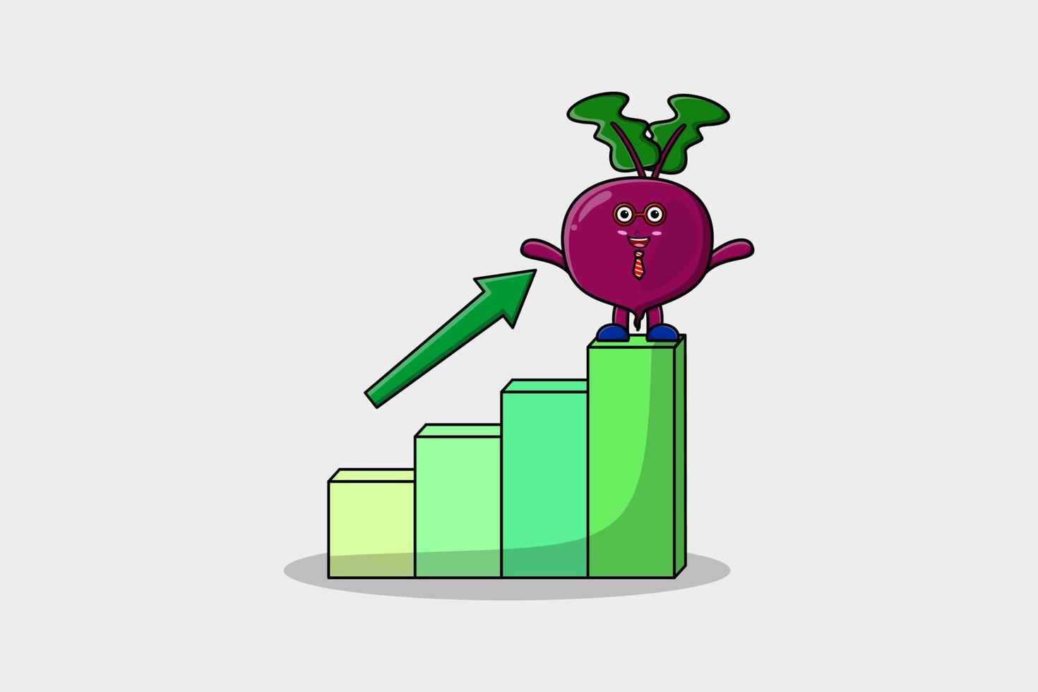 Beetroot cute businessman with a deflation chart vector