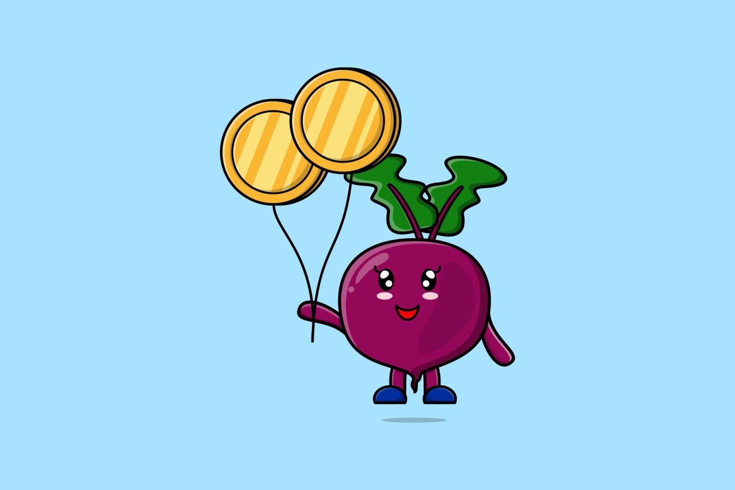 Cute cartoon Beetroot float with gold coin balloon vector