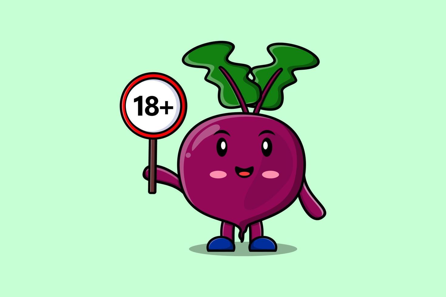 cute cartoon Beetroot holding 18 plus sign board vector