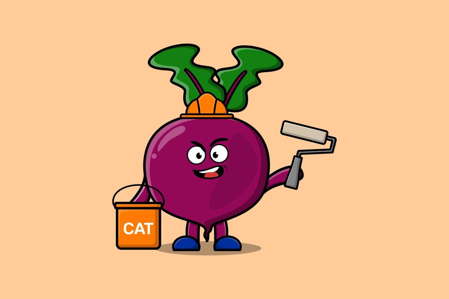 Cute cartoon Beetroot a builder character painting vector