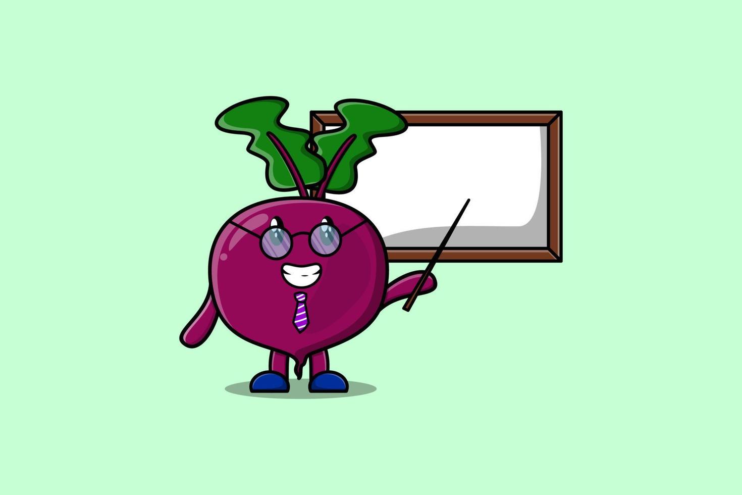 Cute cartoon Beetroot teaching with whiteboard vector