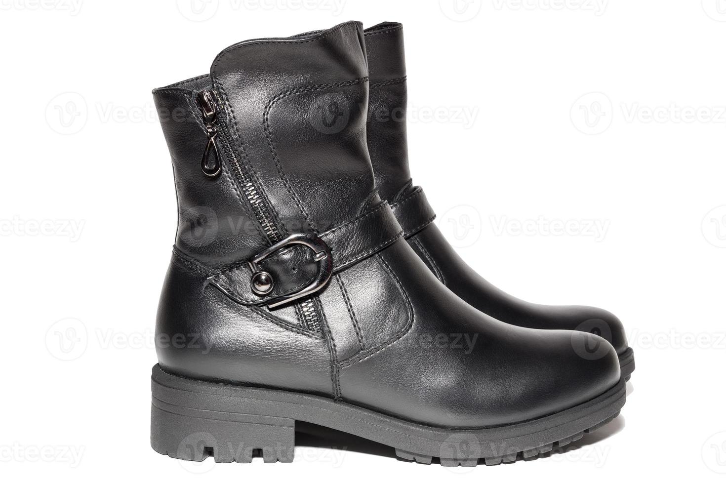 Female autumn leather boots photo