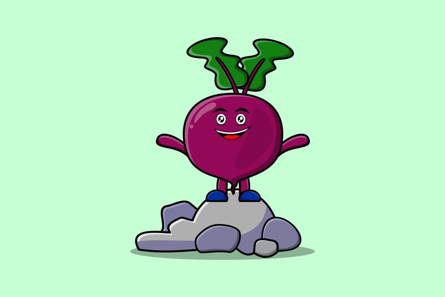 Cute cartoon Beetroot character standing in stone vector