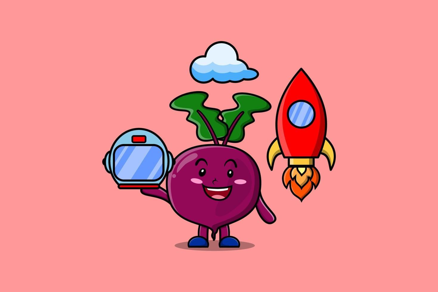 Cute mascot cartoon character Beetroot astronaut vector