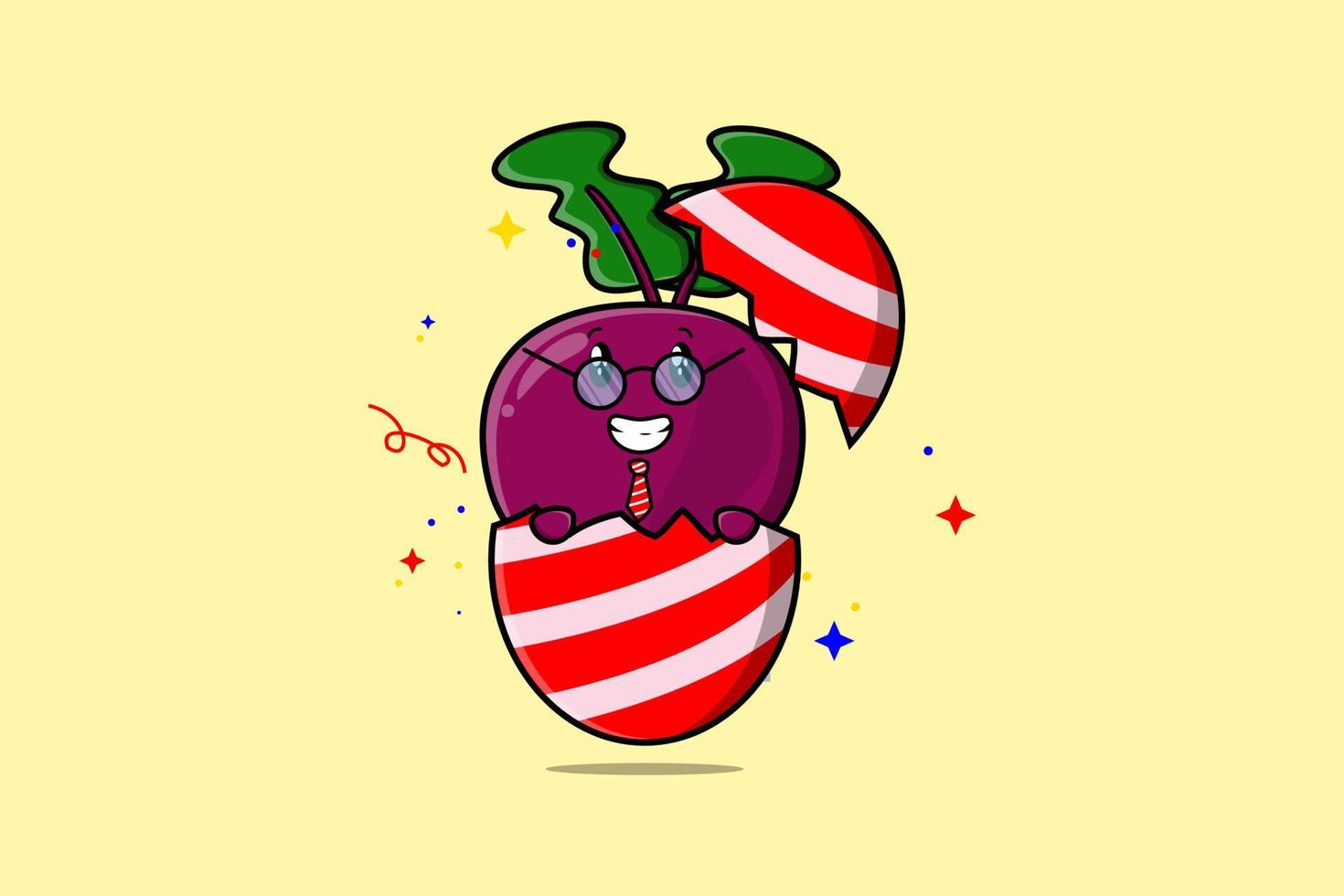 Cute cartoon Beetroot out from easter Beetroot vector