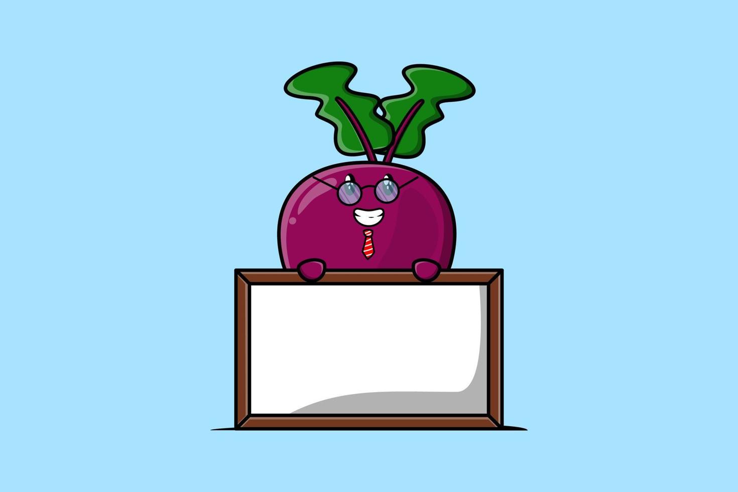 Cute cartoon Beetroot teacher with big whiteboard vector