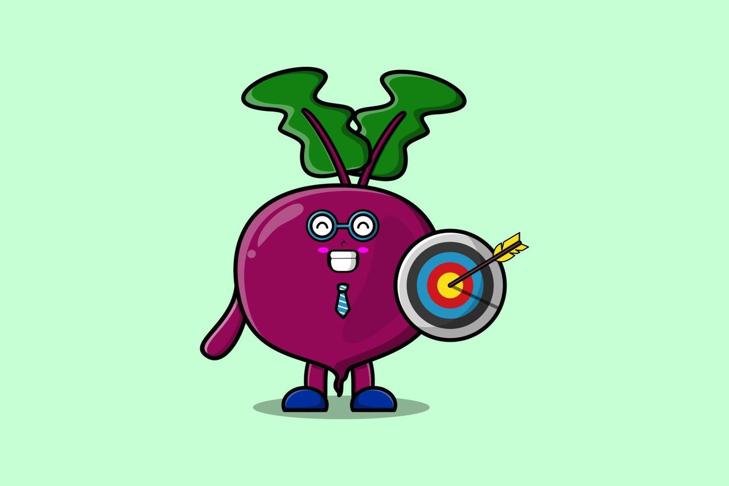 Cute cartoon Beetroot businessman holding target vector