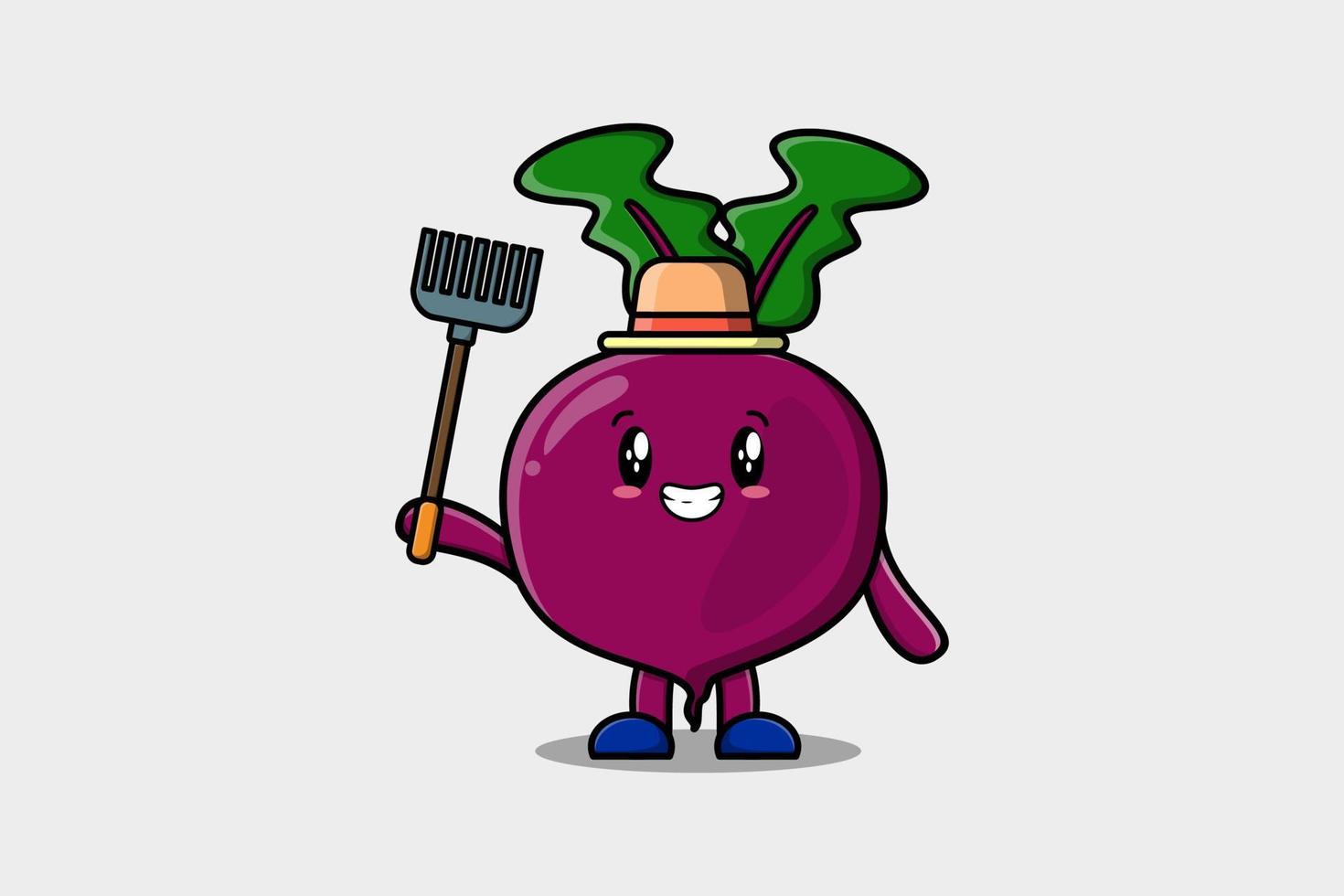 cartoon Agricultural work Beetroot with pitchfork vector