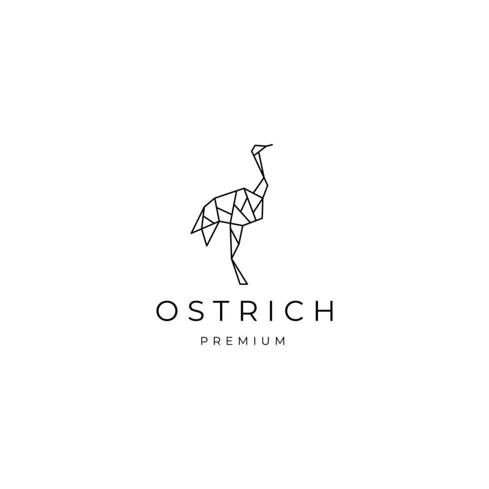 Ostrich geometric polygonal logo vectro icon design template vector