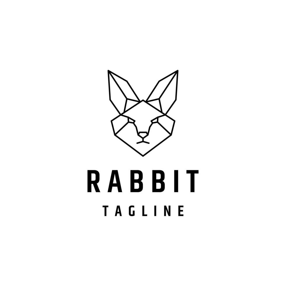 plantilla de diseño de icono de vector de logotipo geométrico de cabeza de conejo