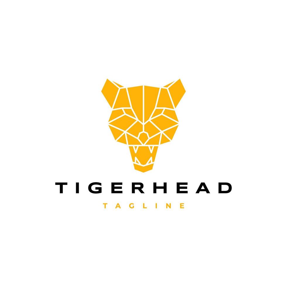 Tiger head geometric logo icon design template vector