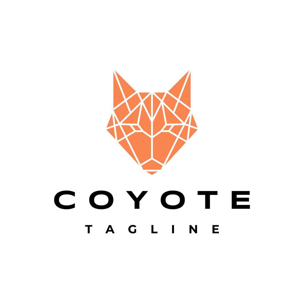 plantilla de diseño de icono de vector de logotipo geométrico de cabeza de coyote