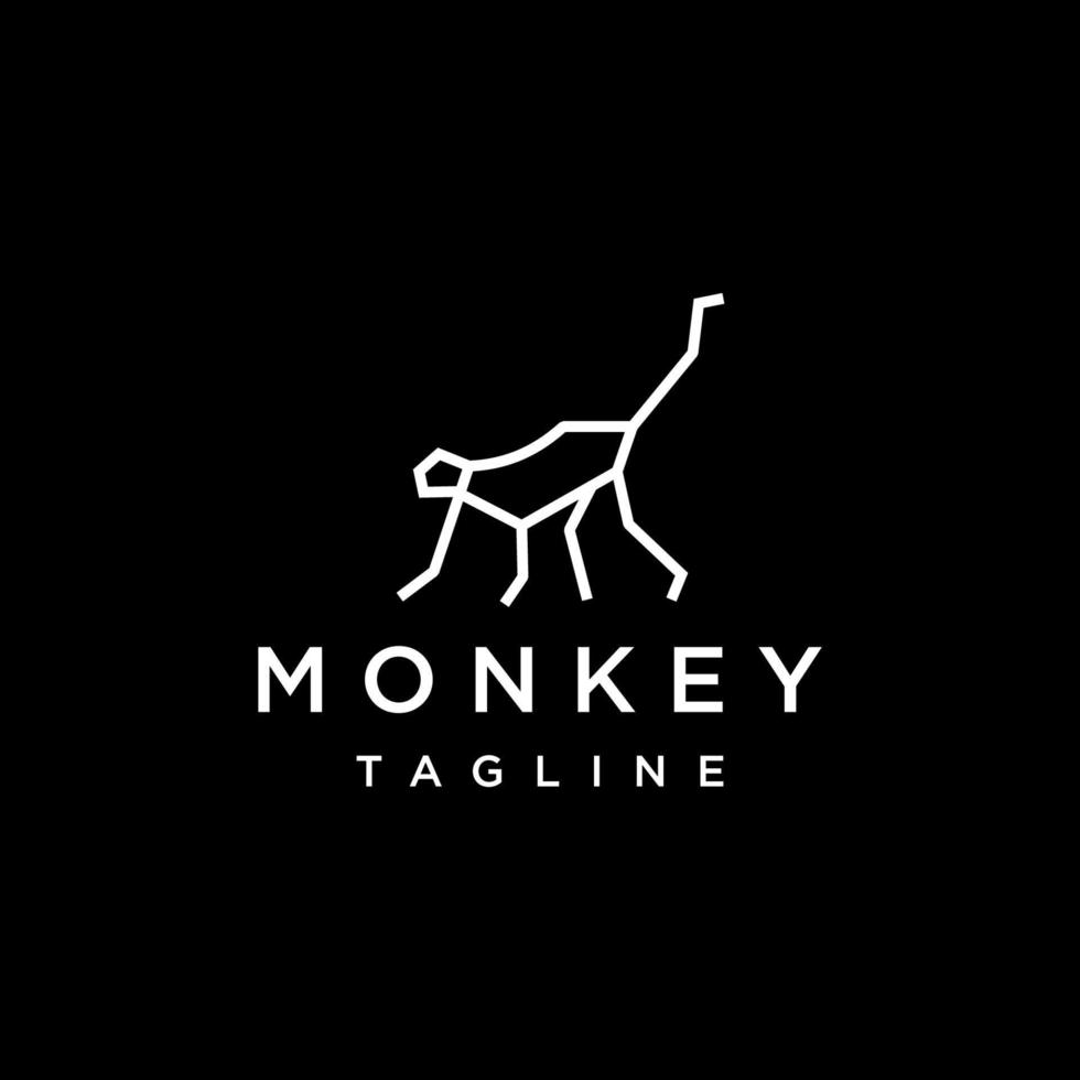 Monkey line art logo vector icon design template