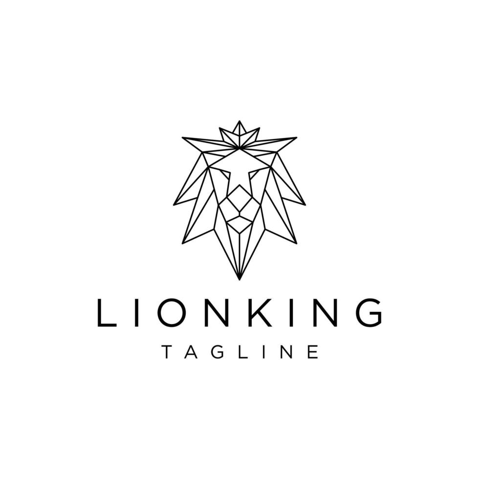 plantilla de diseño de icono de vector de logotipo poligonal geométrico de cabeza de león
