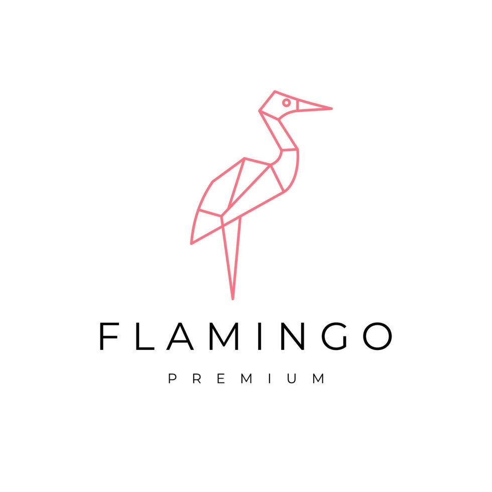Flamingo geometric polygonal logo vector icon design template