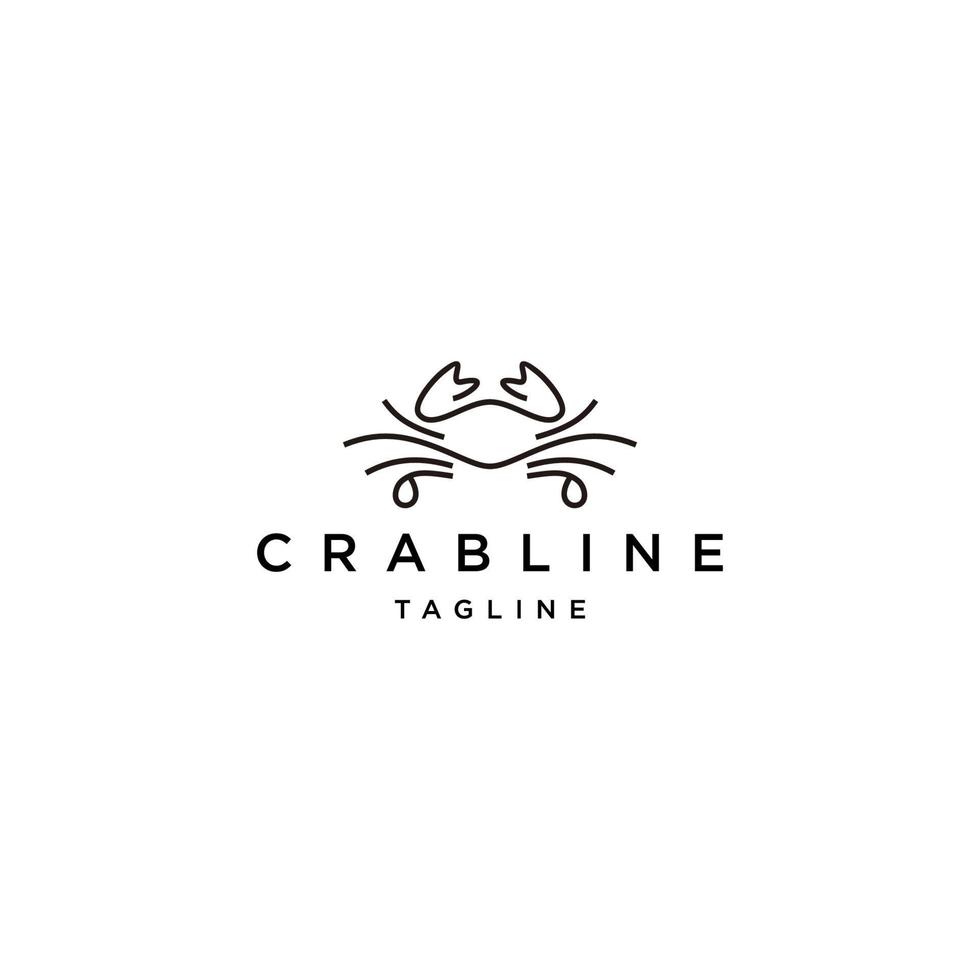 Crab line art logo vector icon design template