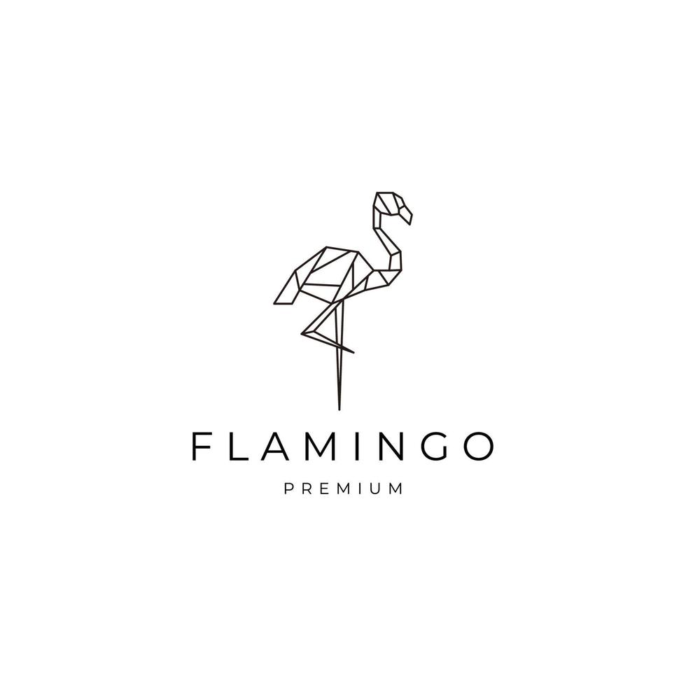 Flamingo geometric polygonal logo vector icon design template