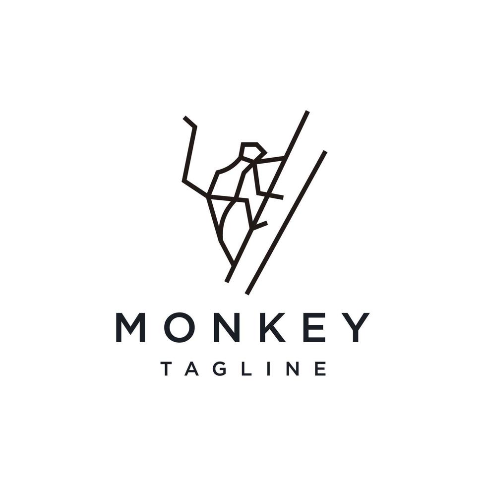 Monkey line art logo vector icon design template