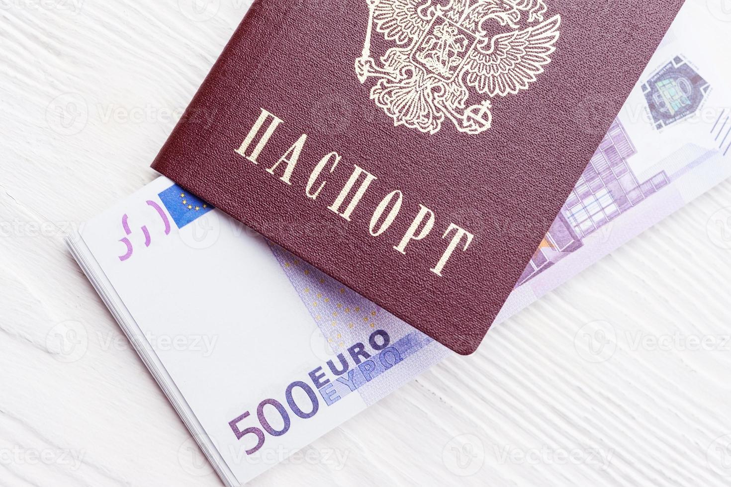 Russian passport with money photo