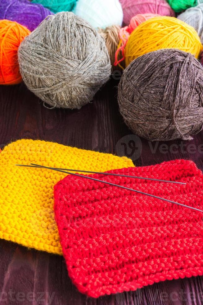 knitting ball of yarn and knitting needles photo