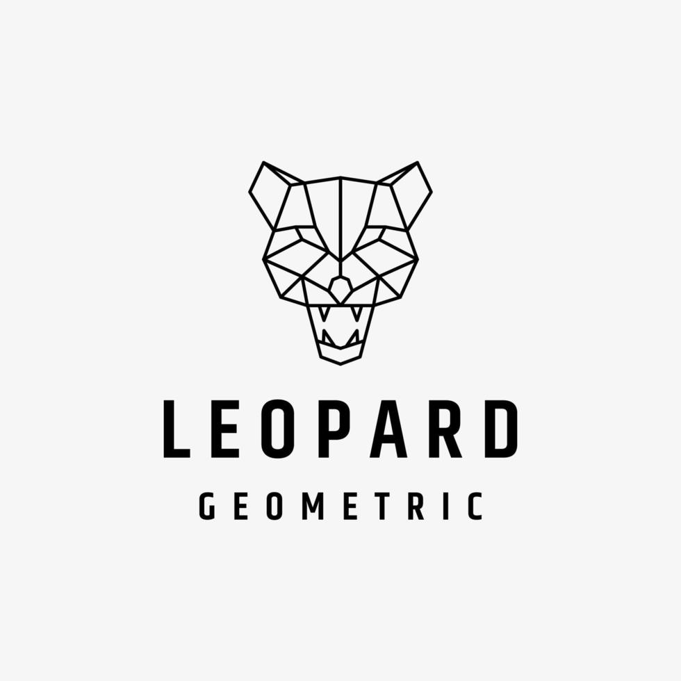 Leopard head geometric logo icon design template vector