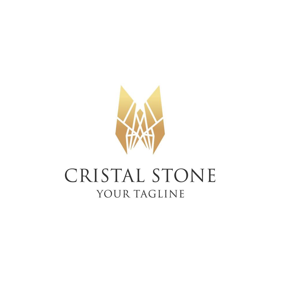 vector de diseño de icono de logotipo de piedra de cristal