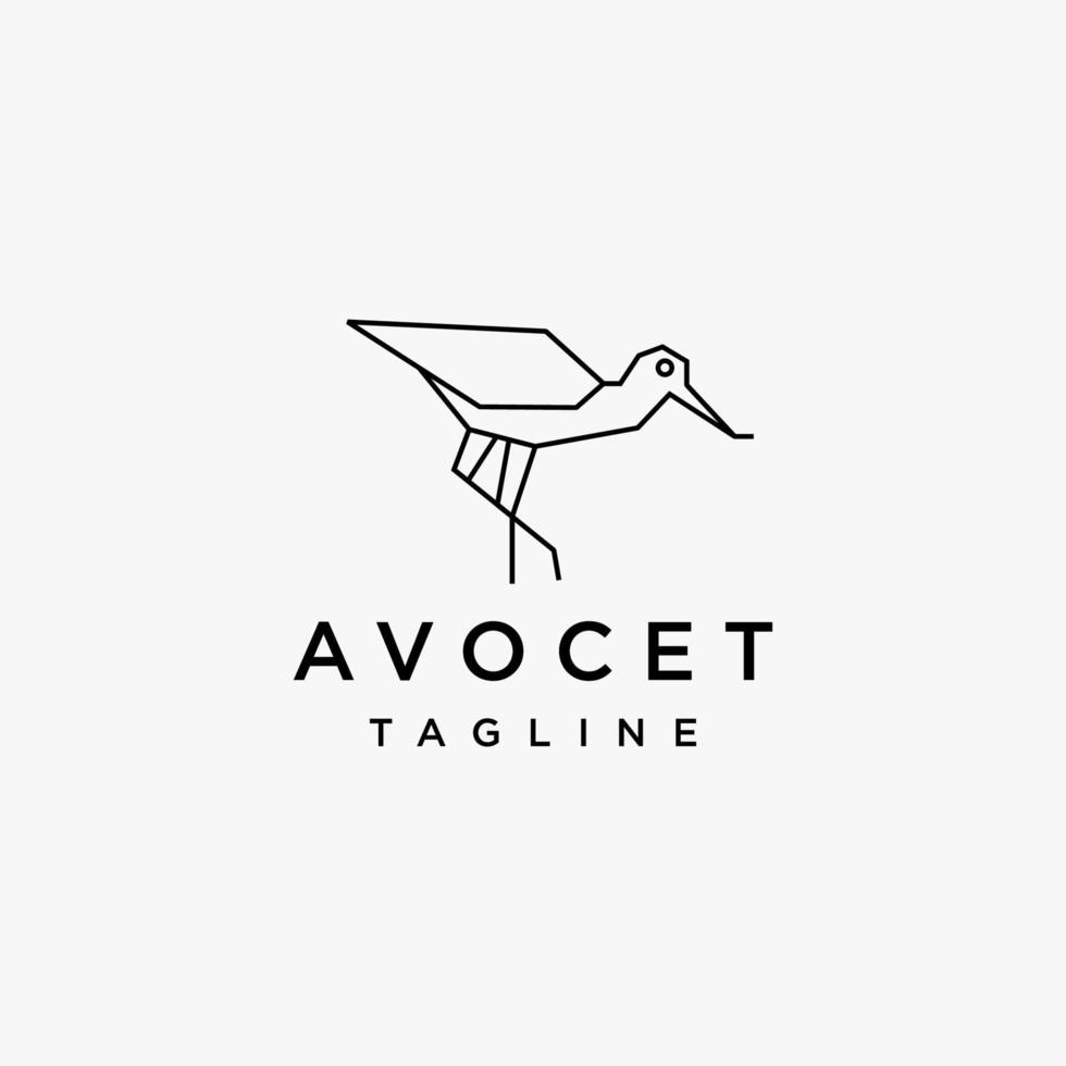 plantilla de diseño de icono de logotipo de avoceta vector