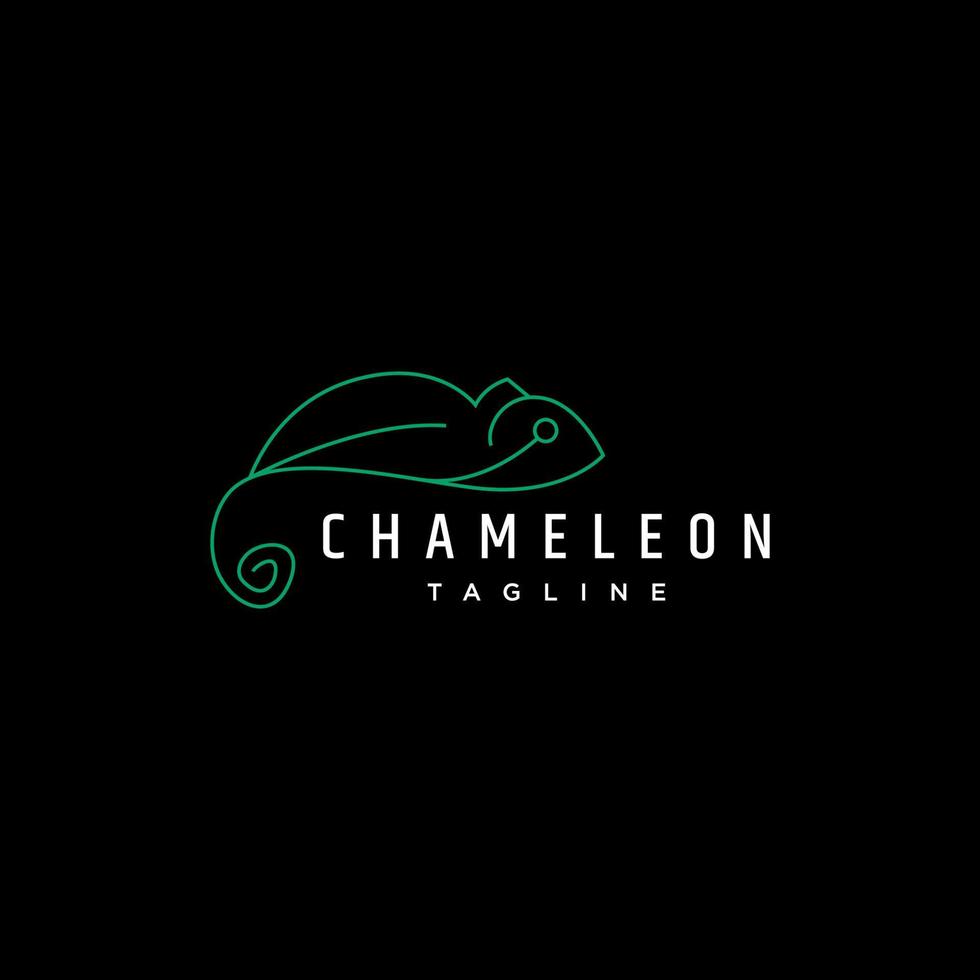 plantilla de icono de diseño de logotipo de arte de línea de camaleón vector