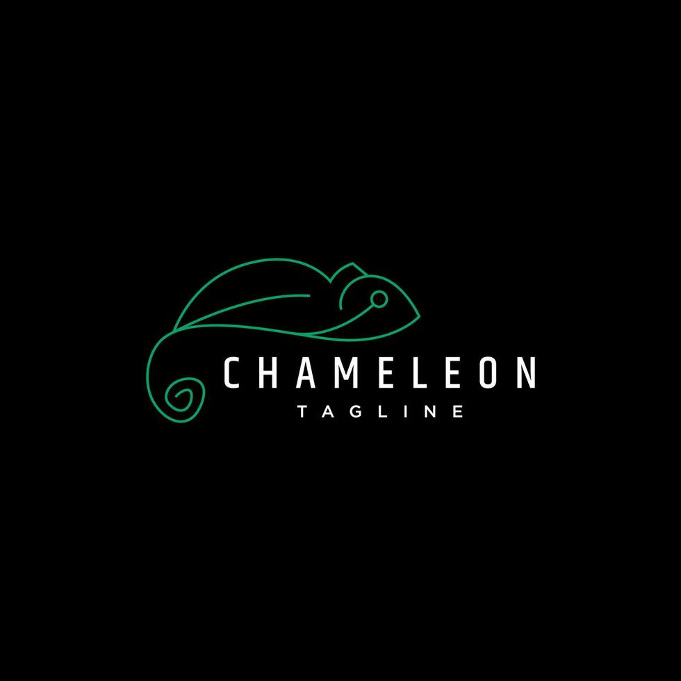 Chameleon line art logo design icon template vector