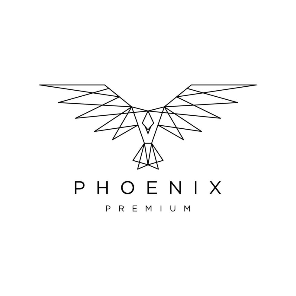 plantilla de icono de diseño de logotipo geométrico de phoenix vector